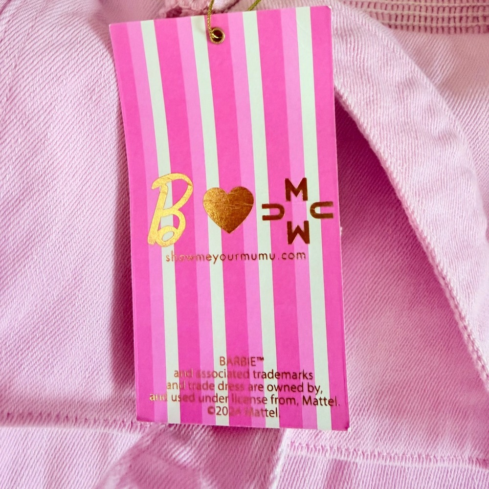 NEW Barbie x Show Me Your Mumu Duncan Halter Dress Pink Denim Mini XXL - Picture 9 of 15